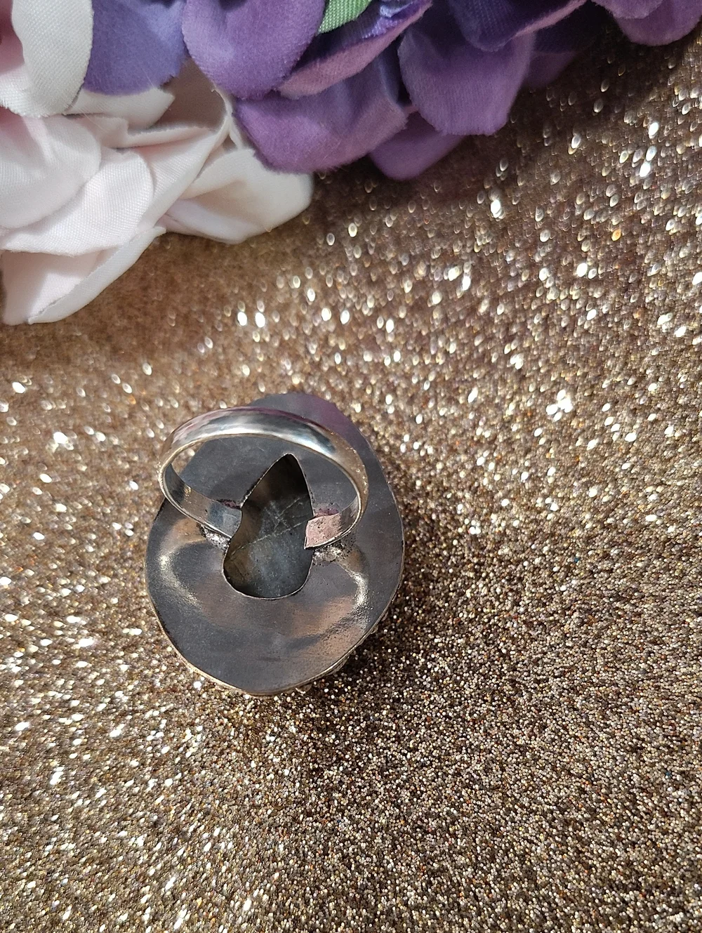 Laboradorite Teardrop 925 Silver Ring Size 6 1/2